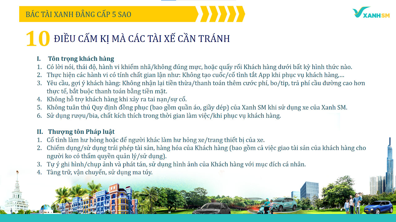 Phòng Đào Tạo XANH SM - Quy Tắc Ứng Xử 13 CHƯƠNG TRÌNH BÁC TÀI XANH ĐẲNG CẤP 5 SAO